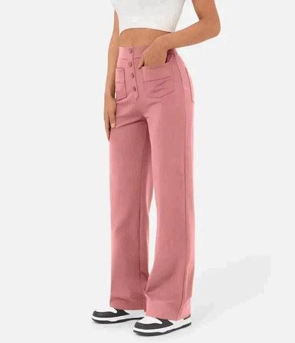 Meggan High-Waisted Elastische Broek - Trendora