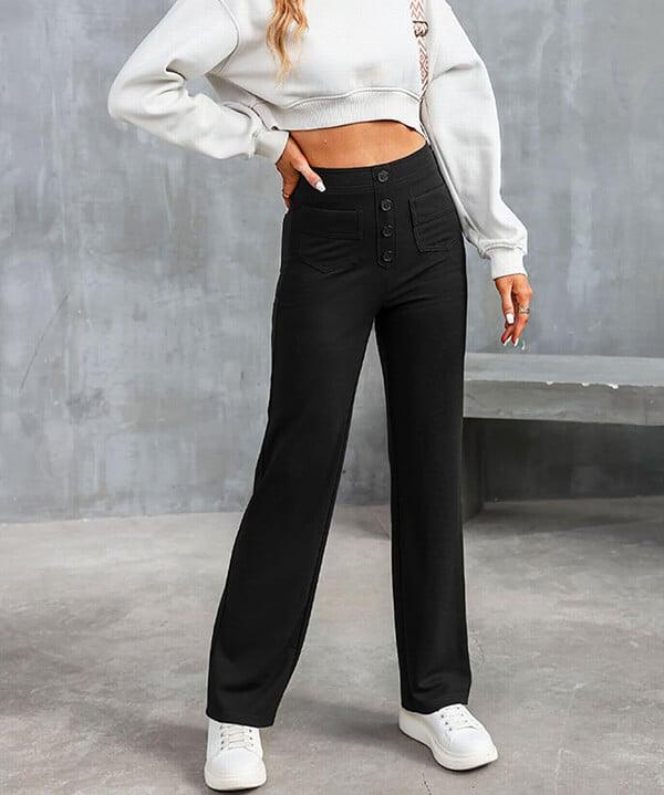 Meggan High-Waisted Elastische Broek - Trendora