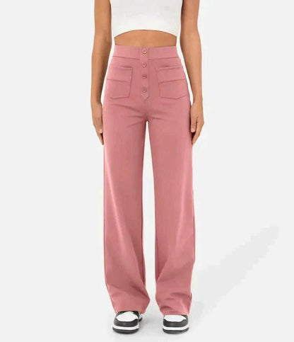 Meggan High-Waisted Elastische Broek - Trendora