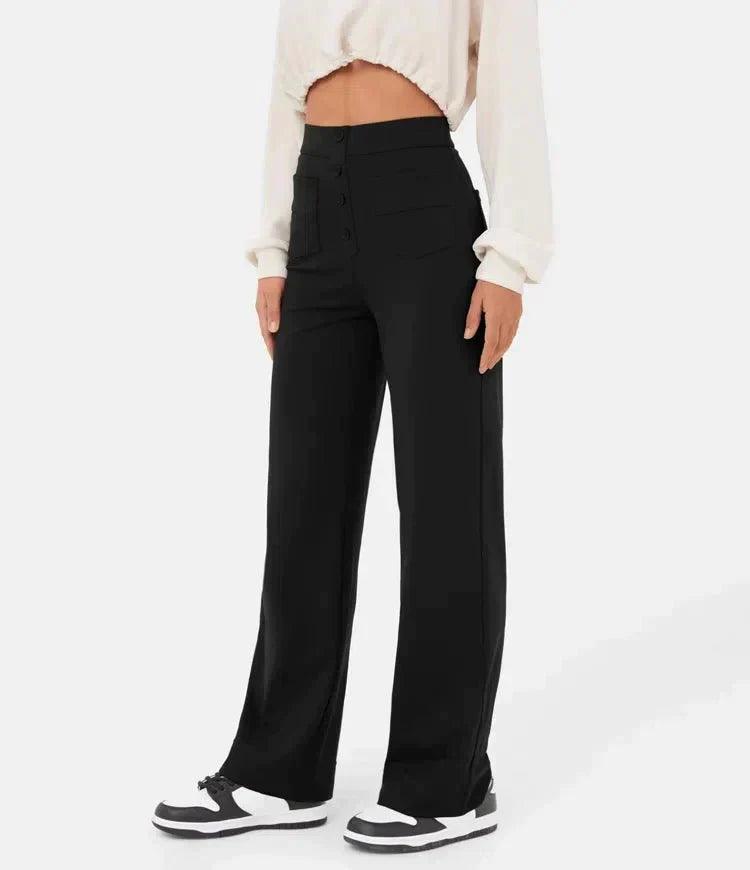 Meggan High-Waisted Elastische Broek - Trendora